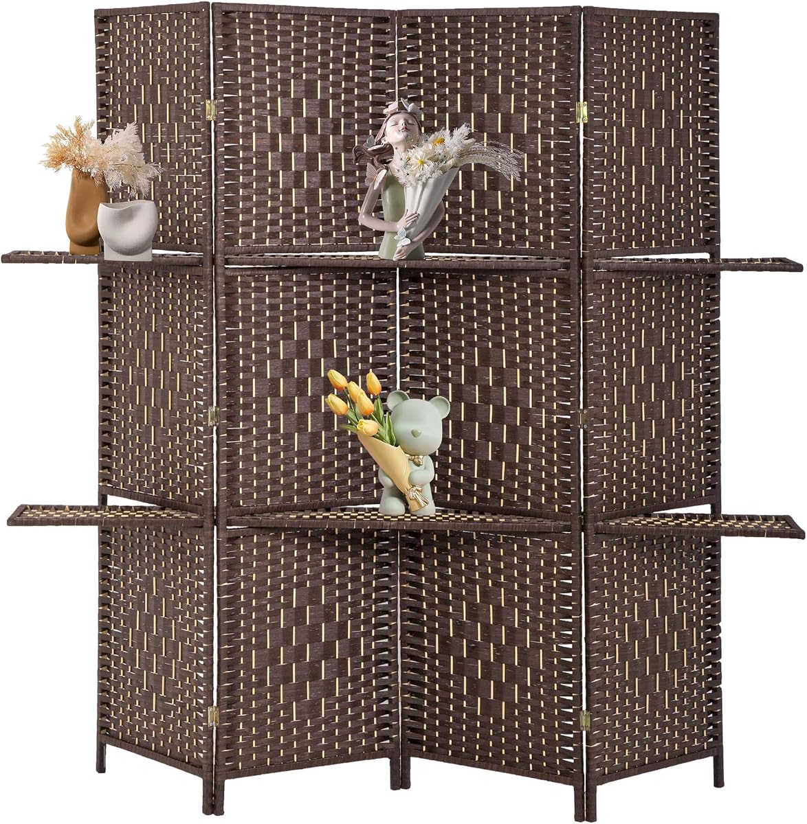FDW 4-Panel Room Divider with Shelves